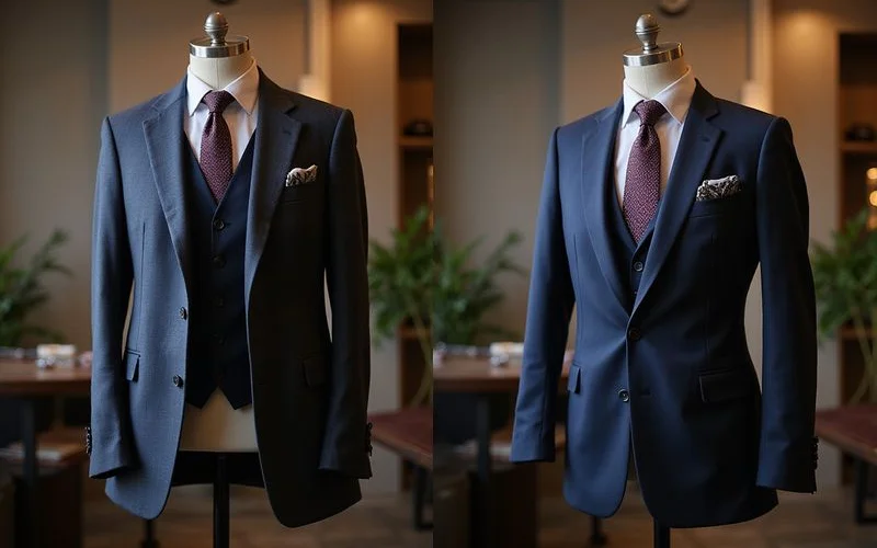 Before and after of successful suit alterations